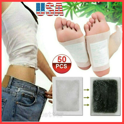 #ad 50 PADS Detox Foot Patches Pads Lymphatic Drainage Ginger Body Toxins Cleansing $12.95