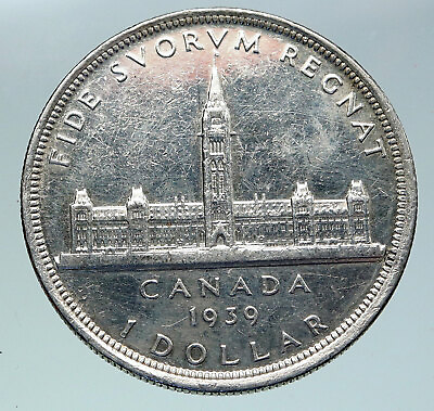 #ad 1939 CANADA Canadian Centre Block in Ottwa George VI Silver Dollar Coin i86342 $336.15