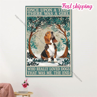 #ad Basset Hound Dog Girl Loves Dogs Miniature Puppies Lover Poster Wall Art Ver... $19.52