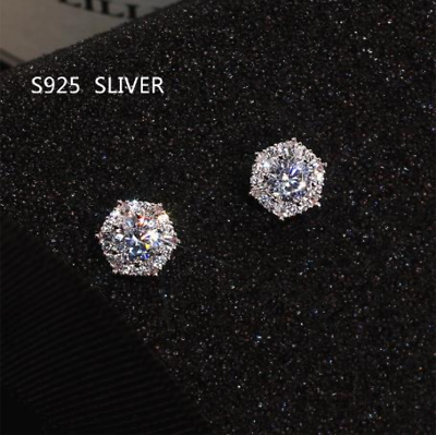 #ad 925 Pure Silver Ear Studs Female Style Platinum Electroplated Fashion Earrings $2.49