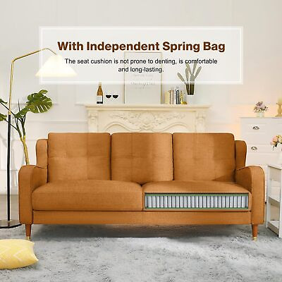 #ad 3 Seater Linen Sofa Couch for Living Room Comfy Deep Seat Sofa w Spring Support $328.99