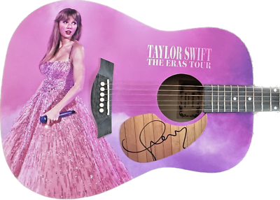 #ad TAYLOR SWIFT SIGNED ERAS TOUR CUSTOM GRAPHICS ART GUITAR AUTOGRAPHED PINK GOWN $974.99