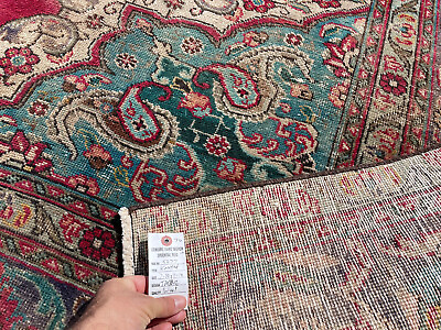 #ad ANTIQUE ORIENTAL RUG 8x12 HAND KNOTTED WOOL red colorful handmade VINTAGE 9x12 $1477.00