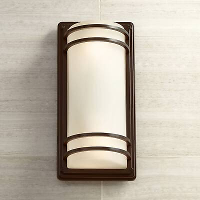 #ad Habitat Modern Wall Light Sconce Bronze Hardwired 7 1 2quot; Fixture Opal Glass $79.99