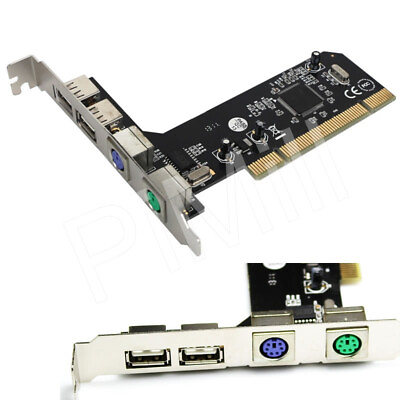 PCI 2 Port USB 2.0 and 2 Port PS 2 Combo Card Adapter Converter US Stock $15.99