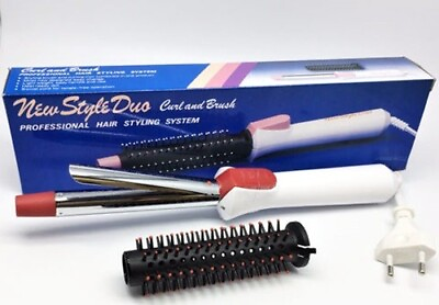 #ad 220 Volt New Style Duo Curling Iron 1 2quot; and Hair Styling Brush 2 in 1 Combo $17.95