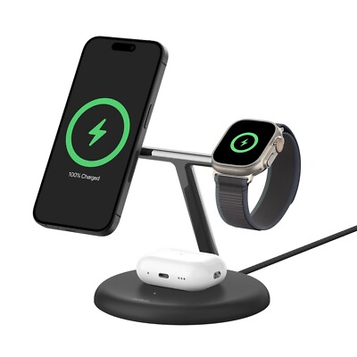 #ad Belkin 3 in 1 Magnetic Wireless Charging Stand with Qi2 15W AU $200.00