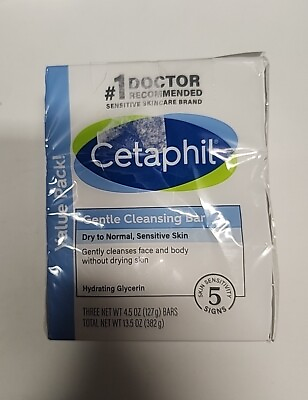 #ad Cetaphil Gentle Cleansing Bar for Dry to Normal Sensitive Skin 3 Soap Bars $17.90