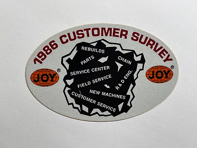 #ad Vintage JOY Coal Mining Sticker Measures 3 3 4 Inches *1986 Customer Survey* $10.00