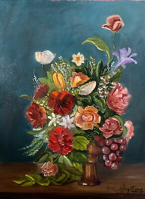 #ad Hand Made Classic Oil painting Still Life Flower Bouquet 4 on Canvas 12x16quot; $79.99
