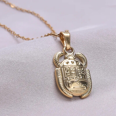 #ad Ancient Egyptian Scarab Beetle Pendant Necklace in Gold Silver amp; Rainbow Metal GBP 7.99