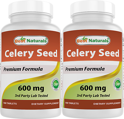#ad 2 Pack Best Naturals Celery Seed 600 mg 180 Tablets $19.88