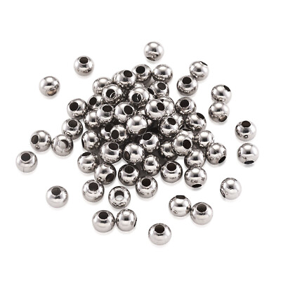 #ad 1000Pcs Round Stainless Steel Beads for Jewelry Craft Making 3mm 4mm 5mm 6mm 8mm $43.23