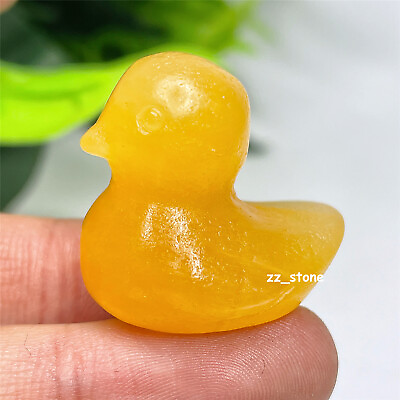 #ad 1.2quot; Natural Yellow Calcite Hand Carved DUCK Quartz Crystal Cute Animal Carving $3.99