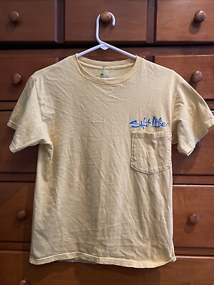 #ad Salt Life Live Salty Marine Life Yellow Graphic T Shirt Size Mens Small a5 $22.39