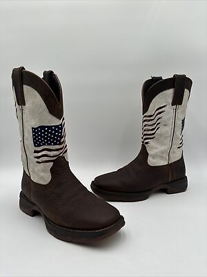 #ad Durango Women’s Rebel Faded White amp; Flag Leather Square Toe Boot Size 7 M $74.99