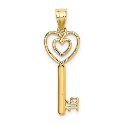 #ad 14K Yellow Gold Key Heart Sweet 16 Pendant L 1.05 Inch W 0.38 Inch 0.7 gram $117.00