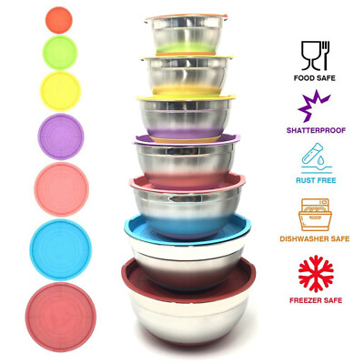 #ad Stainless Bowls lid Non Slip Silicone Cake Baking Salad Kitchen Cooking Tool $79.95