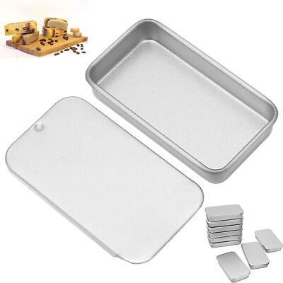 #ad 10pcs Empty Slide Top Tin Container Portable Silver Tin Empty Box For Lip $10.77