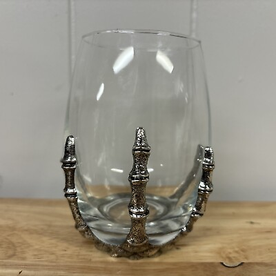 #ad Skeleton Hand Stemless Clear Wine Glass Skeleton Hand Glass Halloween Glass $29.95