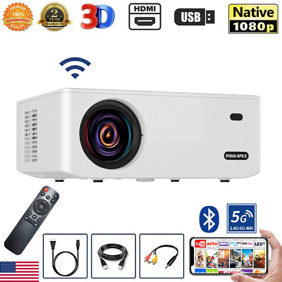 4K Projector 50000LMS 1080P 3D 5G WiFi Bluetooth Video Home Theater 250quot; Display $129.99
