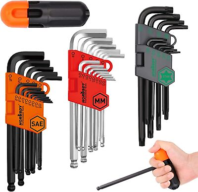 #ad 36 PC Long Arm Ball End Hex Key Allen Wrench Set Inch Metric Star With Bag Gift $19.99