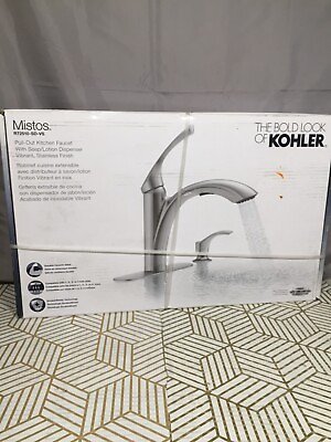 #ad KOHLER Mistos Single Handle Pull Out Sprayer Stainless steel Kitchen Faucet $74.99