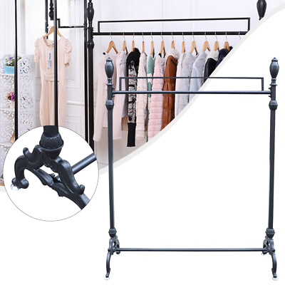 #ad Heavy Duty Boutique Iron Rack with Sturdy Base Garment Clothes Clothing Rail $97.86