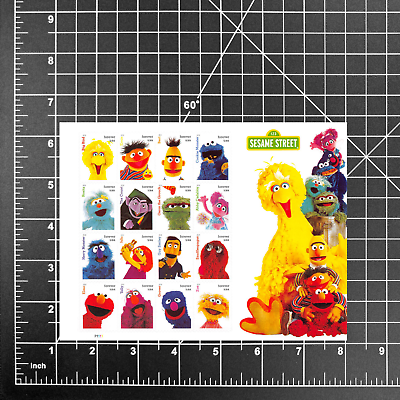 #ad 2019 USPS SHEET OF 16 FIRST CLASS FOREVER STAMPS SESAME STREET quot;50 YEARSquot; 68¢ $20.00