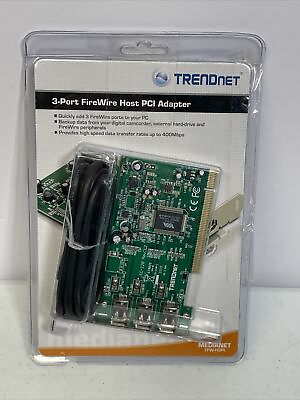 #ad TrendNET 3 Port FireWire Host PCI Adapter New Sealed $15.00
