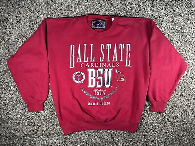 #ad Vintage Ball State University Cardinals Big Print Sweatshirt Size L $24.99