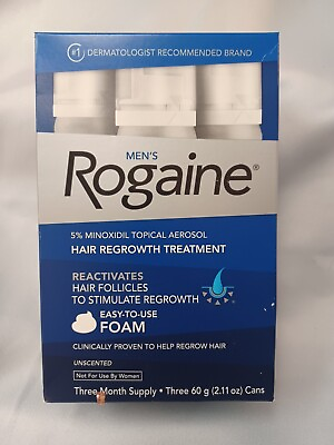 #ad MENS ROGAINE 5% MINOXIDIL HAIR REGROWTH TREATMENT FOAM 3 MO SUPPLY Exp 10 2024 $37.50