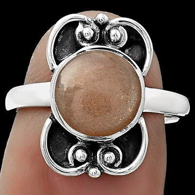#ad Natural Sunstone Namibia 925 Sterling Silver Ring s.7 Jewelry R 1121 $8.99