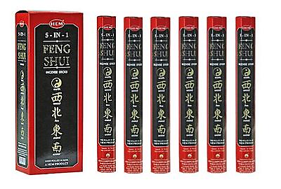 #ad Feng Shui 5 In 1 Box of Six 20 Stick Tubes HEM Incense $14.66