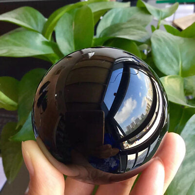 #ad 100MM Large Natural Black Obsidian Quartz Ball Crystal Sphere W Stand Healing $37.99