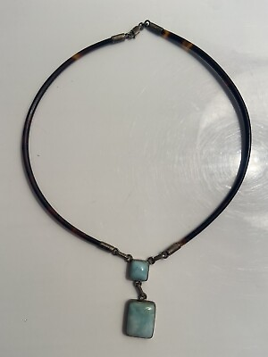#ad Vintage Sterling silver 925 necklace with natural turquoise and turtle shell. $115.00