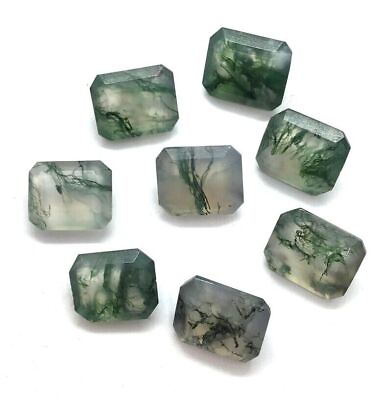 #ad WHOLESALE NATURAL MOSS AGATE FACETED BAGUETTE SHAPE LOOSE GEMSTONE $27.38