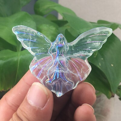 #ad 1pc electroplating fluortie Quartz hand Carved butterfly crystal Reiki healing $17.91