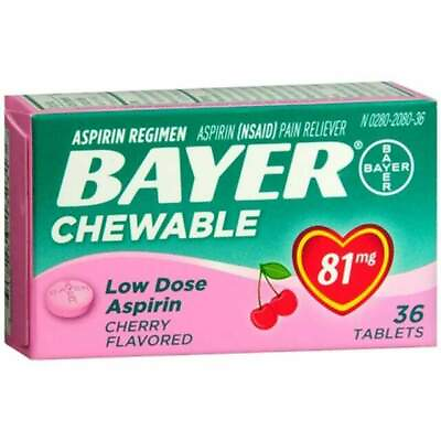 #ad Bayer Chewable Children Aspirin 81mg CHERRY 36 Tablets EXPIRES 04 2024 $4.99