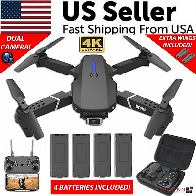 #ad #ad 2024 New RC Drone With 4K HD Dual Camera WiFi FPV Foldable Quadcopter 4 Battery $28.39