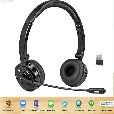 #ad Trucker Bluetooth 5.0 Wireless Headset w Microphone USB Dongle for PC Phones $33.04
