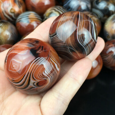 #ad 2PCS Natural Polished Banded Agate Crystal Sphere Ball Reiki Healing 30mm $15.99