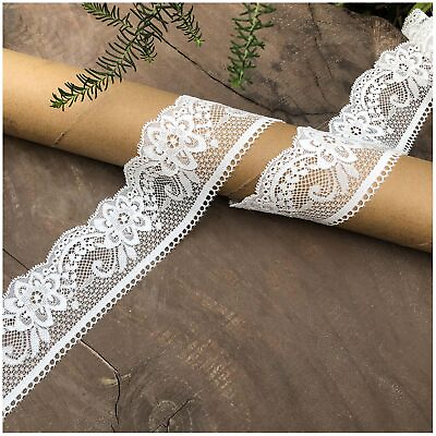 #ad 2 inch Lace Trim 5cm in Width 6 Yards Long White lace Ribbon for Dressing Sew... $17.33