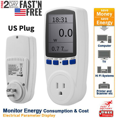 LCD Power Meter Consumption Energy Analyzer Watt Amps Volt Electricity Monitor U $9.99