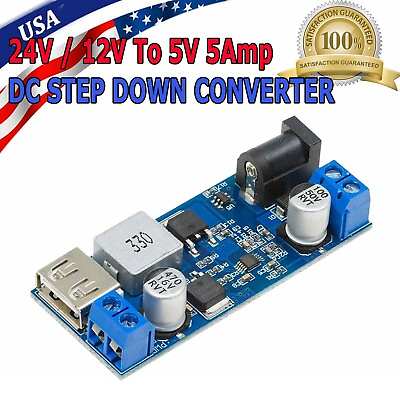 24V 12V To 5V 5A Power Module DC DC Step Down Power Supply Converter $6.95