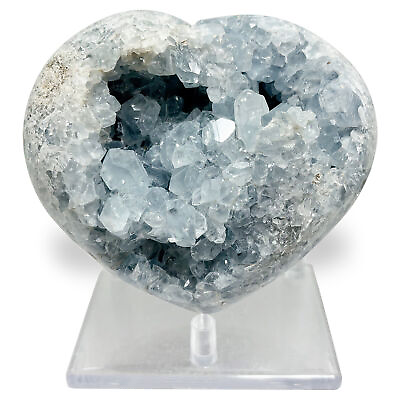 #ad Natural Heart Shaped Celestite Gemstone Crystal Cluster Geode Specimen 2.4 Lb $67.99