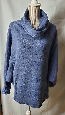 #ad size xl cowl neck sweater women Acrylic Knit Lovely Blue gray Pockets $16.00