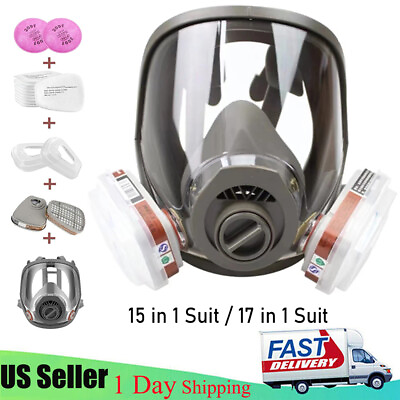 #ad Full Face Gas Mask Painting Spraying Respirator w Filters Set for 6800 Facepiece $12.98