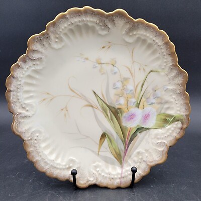 #ad Antique c.1900 W. Guerin Limoges France Hand Painted White Orchid Floral Plate $39.99