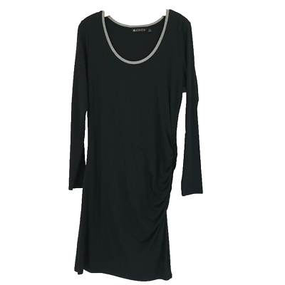 #ad Athleta Carefree Long Sleeve Dress knit Black Size large ruched lined new $98 $59.99